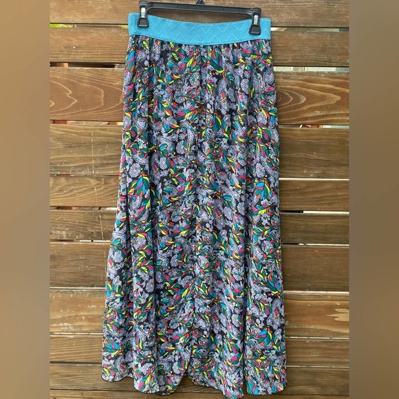 LuLaRoe Feathers Multicolor Maxi Skirt -Small - Picture 2 of 5